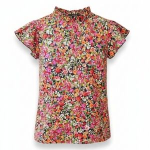 FIRST LOVE Floral Top Medium Colorful Cottage Feminine Dainty Boho Ruffles
